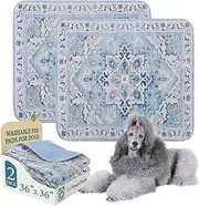 Homimp Washable Pee Pads for Dogs,2 Pack Reusable Puppy Pads Waterproof,Absorbent and Leakproof Dog Pee Pads,Non Slip Puppy Training Pads, Pet Mat for Floor, Crate, Couch, Whelping,Blue, 36"x36"
