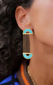[NeverNoT] 18k Yellow Gold ‘Grab n Go - Ready 2 Smile' Turqouise Earrings