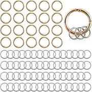 NEETUE 20 Pcs Trigger Spring O Ring Come With 60 Pcs Key Rings Small Gold Key Ring Clip Locking Jump Rings for DIY Accessory, Gold