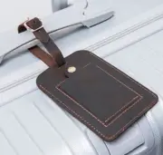 cow Leather travel luggage baggage ID name card tag case holder bag coffee 848