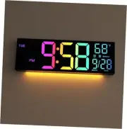 Digital Wall Clock Large Display, 16.2" Digital Wall Clock with RGB Color