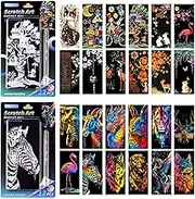 DESINIK Scratch Card Art Bookmark Kit for Adults - DIY Creative Scratch Painting Bookmarks with Card Crafting Tools, Stress Relief Art Supplies for Reading, Journaling(24 Sheets) (Animal Series I)