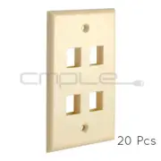Keystone Jack Wall Plate 4 Hole Port Faceplate Network CAT5e CAT6 Ivory 20 Pack