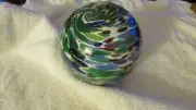 GLASS FLOAT OREGON COAST HAND BLOWN "ORB" MULTICOLORED ART GLASS GLOBE