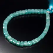 8 inch strand of natural Blue Amazonite Cube Faceted 8mm beads.