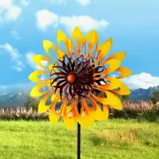 Sunflower Wind Spinners, 360 Degrees Swivel Metal Wind Sculptures, 76" Large Gar