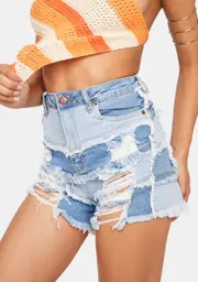 Soul Happy Patchwork Denim Shorts