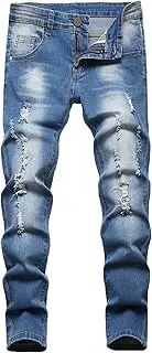 [FEOYA] Boys Jeans Kids Denim Pants Ripped Jeans Child Baggy Pant Loose Trousers Elasticated Jean Light Blue Fashion Casual Outfit with Pockets Age 5-15 Years