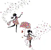 Wall Sticker Romantic Flowers Butterfly Fairy Living Room Walls Girl Flower Fairy Sticker, Nursery Wall Stickers, Decal