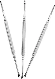 Healeved 3pcs Cuticle Removal Tools Dual-ended Nail Art Forks for Manicure Pedicure Design for Dead Skin Cleaning Elegant High-gloss Finish