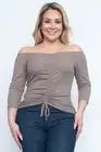 Womens Plus Size Mocha Brown Cold Shoulder Top 3XL 3/4 Sleeve
