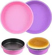 KANIXUM 2-pack Cheesecake Pan Protector, Water Bath Protector for 9,9.5 Inch Round Springform Pan, Round Cake Mold Cake Baking Pans, Preventing Water from Entering the Spring Form Pans(Pink+Violet)…