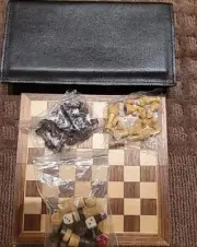 Rare West Germany Mini 7" Travel Folded Chess/Checkers Set