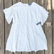 Modcloth White Flutter Of Brilliance Tiered Shift Mini Dress White Boho XL NWT