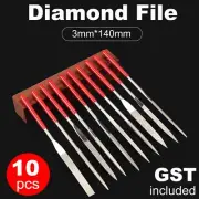 10Pcs 140x3mm Diamond Mini Needle File Set For Metal Jeweler Wood Carving Craft