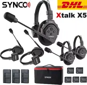 SYNCO Xtalk X5 350m/1148ft Wireless Intercom Headset System 2.4GHz Full Duplex
