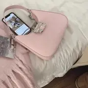 Top Handle Bow Faux Leather Sling Bag Pink - L