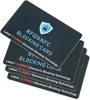 [Bewudy] 4 Pack RFID Blocking Card, Contactless NFC Debit Credit Card Passport Protector, Anti-scanning Anti-Theft Cards NFC Shielding Cards Protects Entire Wallet and Purse for Men Women