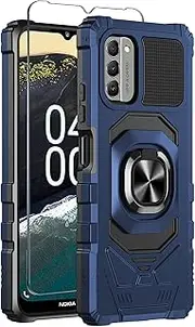 [Mocotto] for Nokia G310 5G Case with Tempered Glass Screen Protector,Military Grade Heavy Duty Shockproof Protective Cover,with Ring Kickstand Full-Body Protective Case for Nokia G310 (Navy)