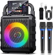 Karaoke Machine with Upgraded 6.5" Subwoofer, Portable Bluetooth 5.3 Karaoke Speaker with Backing Track, PA System with Echo Adjustment, Support USB/TF Card/AUX/REC