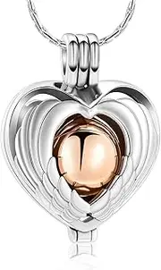DOTUIARG Cremation Jewelry Memorial Urn Necklace for Ashes Angel Feather Wing Love Heart Pendant Jar Locket Ashes Holder Keepsake