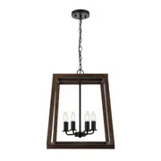 Dalton 4 Light Warm Walnut Country Style Pendant Lamp