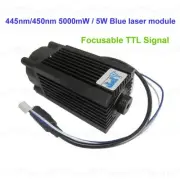 Focusable 445nm/450nm 5000mW/5W blue laser module TTL 12V DIY CNC engraving