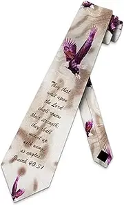 [Steven Harris] Wings as Eagles Tie Mens Religious Neckties Christian Ties for Men Bible Verse Necktie, Brown, One size
