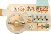 Steering Wheel for Kids - Pretend Play Driving Activity Board | Portable Preschool Learning Car Driving Wooden Sensory Toy for Travel