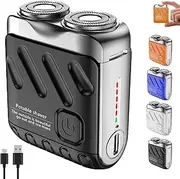 Portable Rotary Dual Ring Electric Shaver, 2025 New Washable USB Rechargeable Waterproof Electric Double Head Pocket Razor, Easy Clean, for Home Travel (Black)