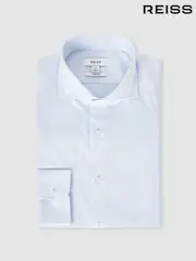 Reiss Soft Blue Storm Slim Fit Two-Fold Cotton Shirt (T44949) | $180