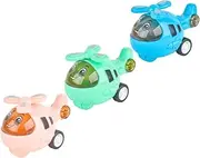 Kisangel 3pcs Boys and Girls Pull Back Plane Car Toys Inertial Car Small Plane Model Educational Cartoon Toy Set