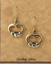 Vintage .925 Sterling silver Irish Claddagh Earrings Celtic