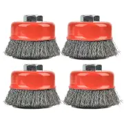 4 PC 3" Crimped Wire Cup Brush, Wire Cup Set For Grinders, 5/8"-11 UNC