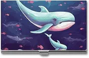 [VFMKT] Slim Metal Business Card Holder Portable Business Card Case Pocket Name Card Holder Whale Wallet for Men Women Office Travel, style, One Size