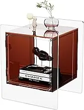 Solaround Acrylic Side Table, Nightstand Bedside Table for Bedroom, Living Room (Dark Brown)