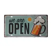 3xtin Sign We Are Open Beer Sun Metal Tin Sign Vintage Retro Man Cave150x300mm