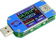 AiLi UM25C USB Meter Tester Voltage Current Bluetooth Battery Power Charger Voltmeter Ammeter Multimeter Tester, 1.44 Inch Color LCD Display USB 2.0 Type- C Cable Resistance Load Impedance Meter