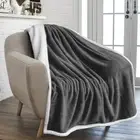 Sherpa Fleece Throw Blanket for Couch, Dark Grey, Plush Soft Fuzzy Sofa Blank...