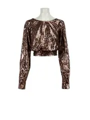 Leopard Print Sequin Open Back Top