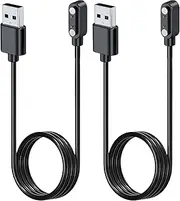 NOUKAJU [2pack] Charger for TRAUSI TG08 Smart Watch, Magnetic USB Charging Cable 3.28ft/1m,Charger Cable Replacement for TRAUSI TG08 SmartWatch(Black)
