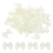 50Pcs Mini Ribbon Bow 1.2" Mini Fabric Satin Craft DIY Cream White