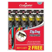 Colgate Multicolor ZigZag Charcoal Toothbrush Valuepack 5s