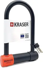 KRASER KR120M Robust U Lock Motorcycle, SRA Approved, Tested High Security, 120x310mm/4.7x8.66in ø18mm/0.7 Shackle Double Locking, Anti-Pick Lock, Heavy Duty Anti Theft U Lock for Moto Scooter Ebike