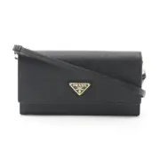 Prada Triangle Logo Brand Off Saffiano Leather Shoulder Bag Lady