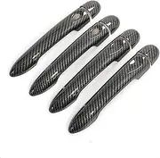 For Renault, Latitude, for Samsung, SM5 SM3, for Renault, Fluence L38 2009-2017 Carbon Fiber Car Door Handle Cover Trim Styling Accessories door handle protection film(BLACK 4dr No Key 2 Button