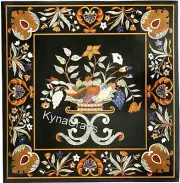 Gemstone Inlay Work Center Table for Hotel Decor Black Marble Coffee Table Top
