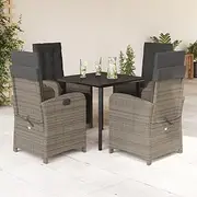 5 Piece Garden Dining Set with Cushions Grey Poly Rattan, Furniture Sets, Patio Furniture