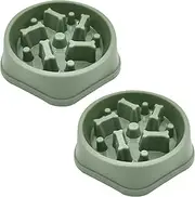 2 Pcs Slow Feeder Dog Bowl, Interactive Dog Puzzle Bowl Slow Down Eating Bowl, Reduce Dog Overeating Bloating & Obesity, Non-Slip Interactive Feeder Dog Bowls with Grip Base for Small Medium Dogs (GN)