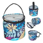 Leaf Pattern Bucket Bag Oxford Cloth Yarn Storage Small Cylinder Tool Bag